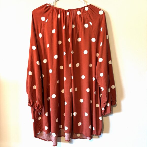 NWT Terracotta/Burnt Orange Polka Dot Shirt 2X Plus - Picture 4 of 7